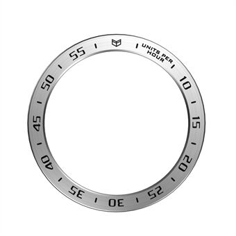 Scratch kellon kehys Samsung Galaxy Watch 5:lle 44 mm, metallirunkoinen Ring , älykellon lisävaruste (tyyppi A) - hopea Ring mustat kirjaimet