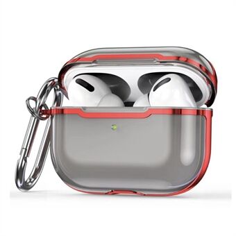 KKDJ865 AirPods Pro 2:lle läpinäkyvä kuulokekotelo Pehmeä TPU kova PC:n pudotuksenkestävä koko vartaloa suojaava galvanointisuoja karabiinikoukulla