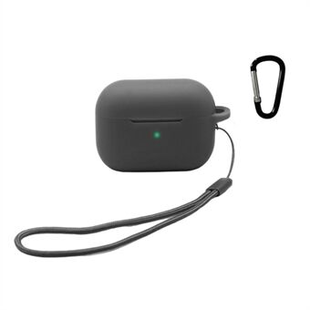 Apple AirPods Pro 2 -kuulokkeiden silikonikotelolle Bluetooth-kuulokkeiden latauskotelon putoamisen estävä suojus käsihihnalla ja karbiinirenkaalla