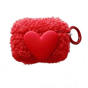 Apple AirPods 3 Soft Fluff TPU Bluetooth -kuulokkeiden suojakotelolle Söpö Heart Decor Ring kansi rengassoljella