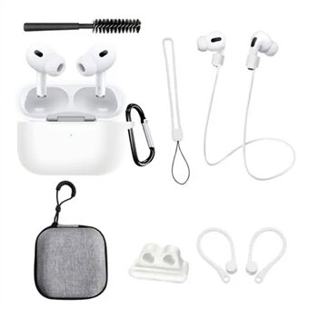 8 in 1 kannettava säilytyspussisarja AirPods Pro 2 -silikonikotelolle, jossa hihna / kaulahihna / puhdistusharja