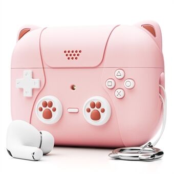 Apple AirPods Pro / AirPods Pro 2:lle silikonikotelolle Cat Game Console Design -kuulokkeiden suojus kaulanauhalla