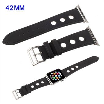 Metallinen solki PU-nahkaranneke Apple Watch -sarjalle 5 4 44mm, sarja 5/4 44mm / sarja 3 2 1 42mm - musta