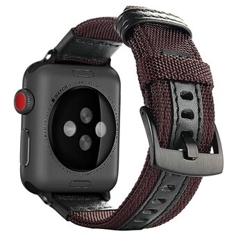 Nylon + PU-nahkaranneke ruostumattomasta Steel solki korvaava Apple Watch -sarja 5 4 44mm / 3/2/1 42mm