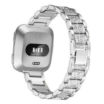 Rhinestone Decor Metal Watch hihna Fitbit Versalle