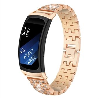 Rhinestone Decor metallinen kellon ranneke Samsung Gear Fit2 SM-R360:lle