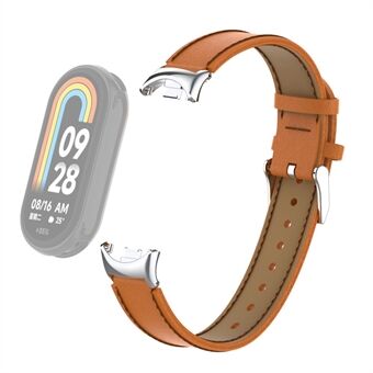 Xiaomi Smart Band 8 -kellohihnalle ommeltava mikrokuituinen nahkaranneke, jossa on liitin