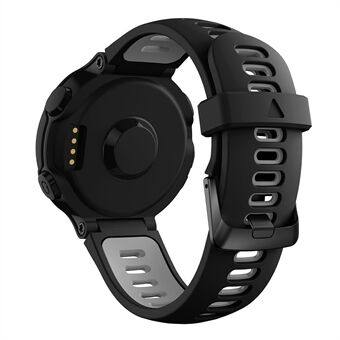 Silikonirannekello Garmin Forerunner 735XT 220 230 235 620 630, kaksivärinen rannehihna mustalla soljella