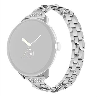 Google Pixel Kellon tekojalokivi Decor Smart Watch Ranneke Metallirannekkeen vaihto - hopea