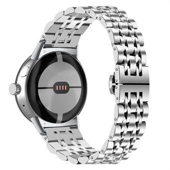 Google Pixel Watch Luxury 7 Beads ruostumattomasta Steel valmistettu älykellon ranneke Smart korvaava rannehihna - hopea