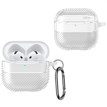 AirPods 4 -kotelo, hiilikuitutekstuuri, TPU-kuulokkeiden suojakuori koukulla