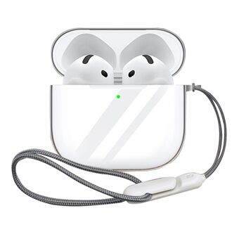 AirPods 4 -kuoren Bluetooth-kuulokkeiden silikonikotelo, kirkas nappikuulokesuoja lanyardin kanssa