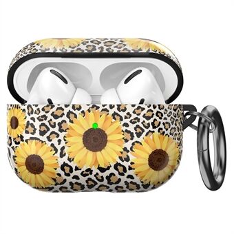 AHASTYLE PT-LC142 Apple AirPods Pro Sunflower Pattern -kuulokekotelolle Bluetooth Earbud TPU suojakuori ja karabiini