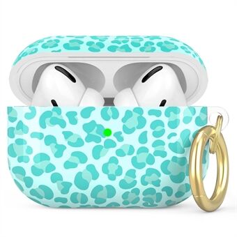 AHASTYLE PT-LC142LD Apple AirPods Pro Bluetooth -kuulokkeille TPU-kotelo Leopard Pattern Earbud Iskunkestävä suojus karabiinilla