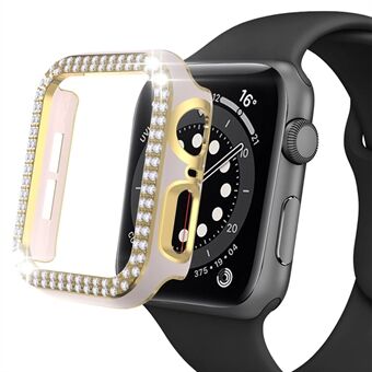 Apple Watch Series 4/5/6 40mm / SE 40mm PC Watch Half Case Galvanoitu kaksirivinen strassikivi Design Suojakuori