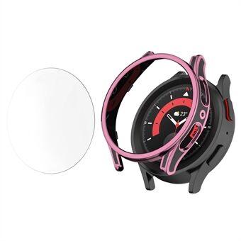 Samsung Galaxy Watch 5 44mm / Watch4 44mm Smart Watch Case Pudotusta estävä PC-suojus karkaistulla lasilla näytönsuojalla