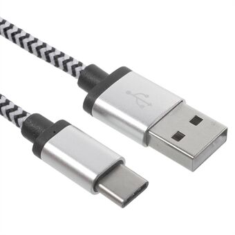 Kaksivärinen kudottu USB Type-C -lataussynkronointikaapeli Xiaomi Mi 5:lle / uusi Macbook - musta