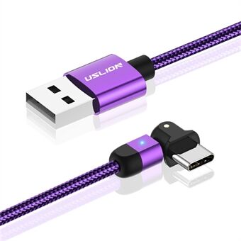 USLION 3A USB Type-C 180°:n pyörivä kyynärpään pikalatausdatakaapeli, 2M