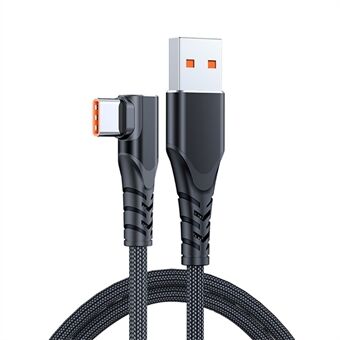 1 m USB Type-C oikeaan kulmaan 6 A 66 W pikalatauskaapeli 480 Mbps tiedonsiirto punottu johto