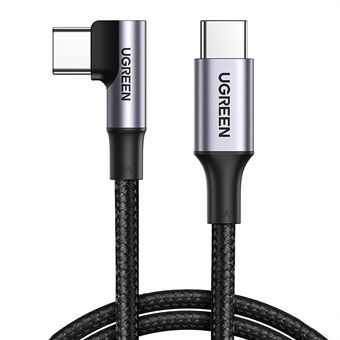 UGREEN 70645 2m USB C -kaapeli 100 W PD pikalatausjohto Type-C uros-C uros 90 asteen kyynärpään datakaapeli yhteensopiva MacBook iPad Air 4 iPad Pro 2020 Galaxy S21 Ultra S20 FE kanssa