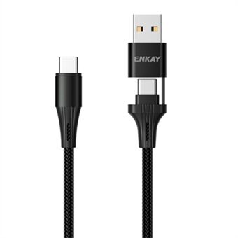 ENKAY 1m PD 100W USB-A / USB-C - Type-C 5A pikalatausjohto puhelimen tabletin datakaapeli