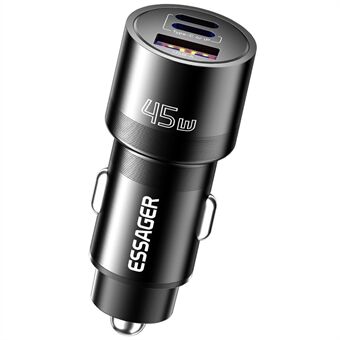 ESSAGER PD 45W Pikalataus Alumiiniseos Type-C+Ip+USB-A 3-porttinen Autolaturisovitin