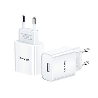 USAMS US-CC075 T18 5V 2.1A Yhden USB-liitännän matka-laturi älypuhelimille - EU-liitin