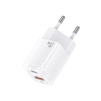 USAMS US-CC128 T37 PD20W QC3.0 USB Type-C -seinälaturi, kaksiporttinen virtalähde - EU-pistoke