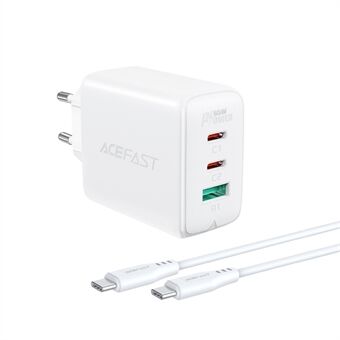 ACEFAST A13 USB C+C+A Kolmen portin PD65W seinälaturi virtalähde EU-pistoke 1,2 metrin kaapelilla