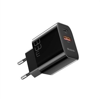 MCDODO CH-0921 MDD PD33W USB-A + Type-C kaksinkertainen ulostulo nopea laturi matkapuhelimeen - EU-pistoke