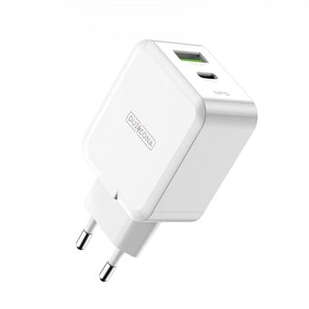 DUZZONA T7 Dual Port GaN Pikalaturi PD 30W Type-C+USB-puhelimen lataussovitin - EU-pistoke