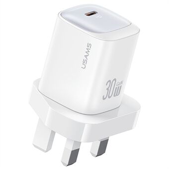 USAMS CC253 PD 30W Yhden Portin GaN Laturi USB-C Kompakti Seinäsovitin, UK Pistoke