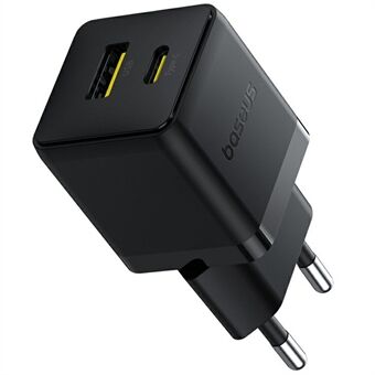 BASEUS Palm USB+Type-C Kaksiliitäntäinen 20W Pikalaturi EU-pistoke Seinäadapteri