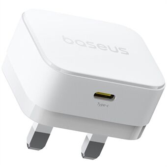 BASEUS Palm USB-C yksittäinen portti 20W pikalaturi UK-pistokkeella seinälatausadapteri, valkoinen