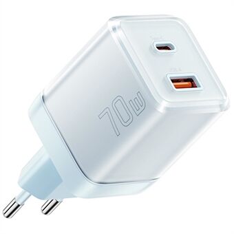 ESSAGER GaN 70W USB+Type-C Seinälaturi Latausadapteri