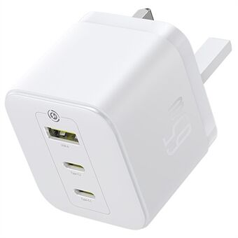 BASEUS Palm Fast Charger Kannettava 2 Type-C+USB-A 65W GaN Virtalähde, UK-pistoke