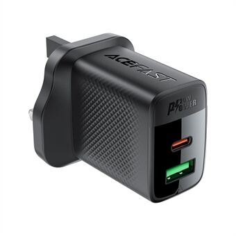 ACEFAST A79 PD 20W GaN Laturi USB-C+USB-A Kaksiliitäntäinen Puhelinlaturi, UK Pistoke