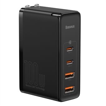 BASEUS GaN2 Pro 2 Type-C+2 USB -porttinen pikalaturi 100W Type-C -latauskaapelilla (Kiinalainen standardipistoke) - Musta