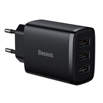 BASEUS Kompakti laturi, jossa 3 USB-porttia Seinäadapteri 17W Virta-adapteri, EU-pistoke