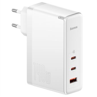 BASEUS GaN5 Pro -pikalaturi 2Type-C+USB 140W EU-pistoke Moniliitäntäinen seinälaturi -sovittimen lohko Nopea latauslaatikko Tiili 1m Type-C Type-C 240W kaapelin kanssa