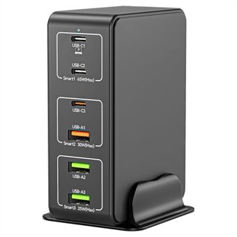 818H 120W PD pikalataus kannettava virtalähde 3 USB-C + 3 USB-A matkaseinälaturi