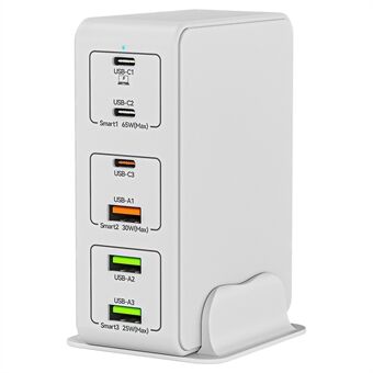 818H 120W PD pikalataus kannettava virtalähde 3 USB-C + 3 USB-A matkaseinälaturi