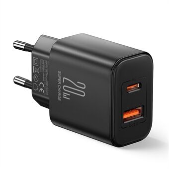 JOYROOM TCF05 PD 20W QC3.0 pikalaturisovitin miniseinälaturi USB+C-tyypin kaksiporttinen laturilohko