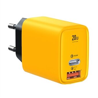 XUNDD XDCH-052 PD 20W Type-C + QC 3.0 USB-pikalaturi miniseinälatauslohko