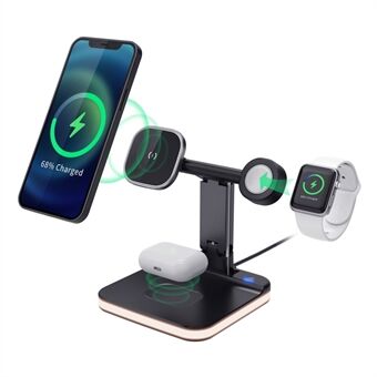 JLM-J5 Multifunctional Adjustable Wireless Charger Desktop Phone Earphone Watch Charger Night Light