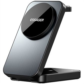 ESSAGER 15W Desktop 3-in-1 Magneettinen Langaton Laturi Puhelimelle / Kuulokkeille / Älykellolle Taitettava Latausasema