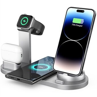 B07A iPhone / iWatch / AirPods 6-in-1 Desktop Charging Stand 15W Wireless Charging Charger