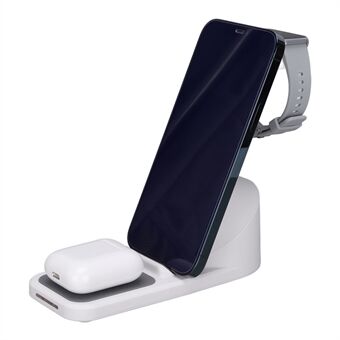 Langaton T8 Pro 3 in 1 -pöytälaturi iPhonelle / iWatchille / AirPodsille 15 W Max pyörivä Stand