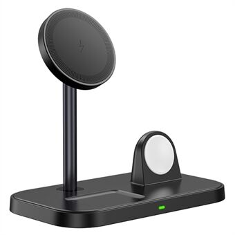 ZHX-WA22 15 W magneettinen langaton laturi nappikuulokkeet Smart Watch 3-in-1 Stand iPhone 12 / 13 / 14 -sarjan säädettävälle latausasemalle