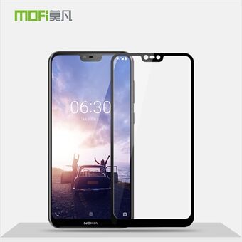 MOFI 9H 2.5D Arc Edge -näytönsuoja täysikokoinen karkaistu lasi Nokia 6.1 Plus / Nokia X6 -puhelimeen - musta